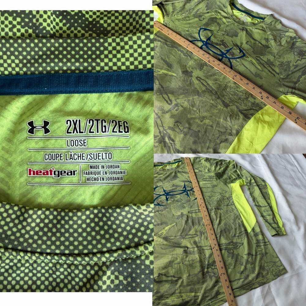 Under Armour  Men's Camo Long Sleeve Shirt Size 2XL Loose Heat Gear Fishing - Picture 2 of 6